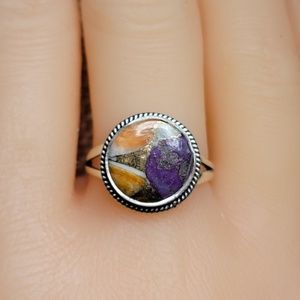 Native Kingman Turquoise Gemstone Ring Size 7 Sterling Silver Boho Jewelry